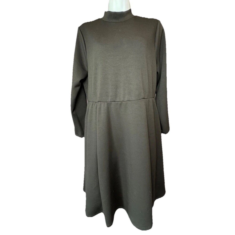 Torrid Black Mock Neck Fit & Flare Mini Dress Long Sleeve Plus Size 0/12 Large